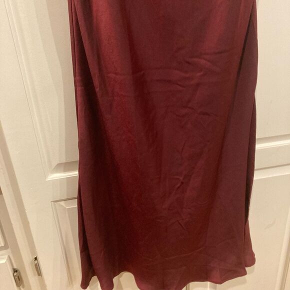 RESET by Jane Florence Satin Burgundy Cowl Neck Cami Slip Dress Size Large - Picture 9 of 16